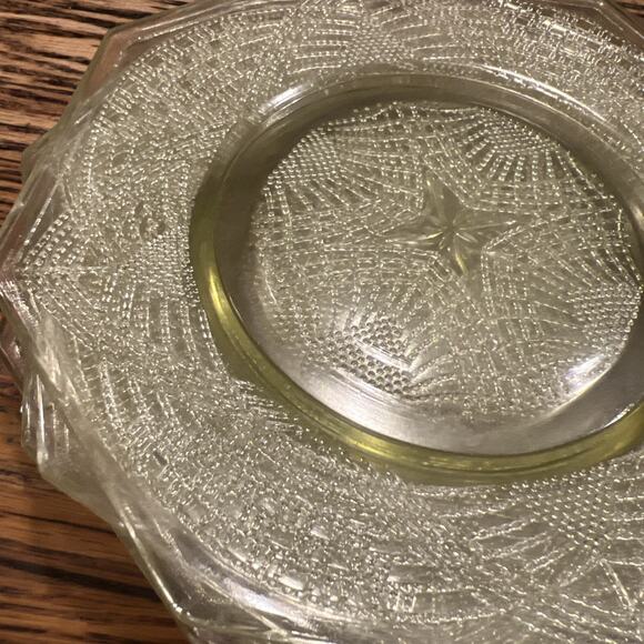 6 Depression Glass L.E. SMITH Yellow ROMANESQUE OCTAGON 7.5” PLATES EXCELLENT! - Picture 14 of 14
